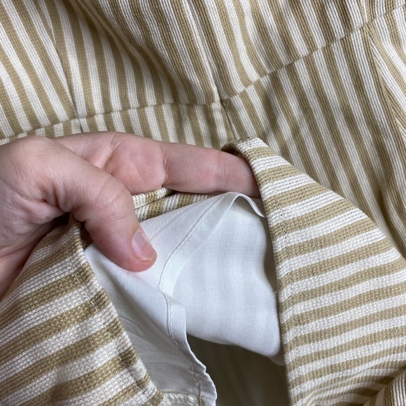 Sugar Lips khaki and white striped off the shoulder romper - Picture 10 of 14